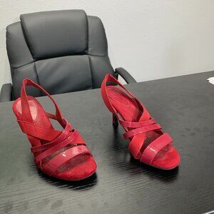 Dexflex By Dexter Ruby Red Strappy Heels Size 6